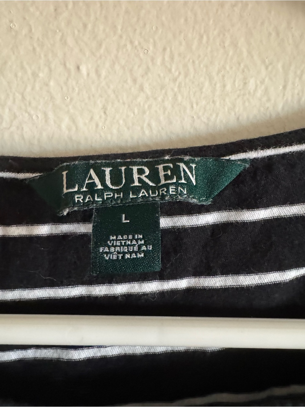 Lauren Ralph Lauren Black and White Striped Knot-Front Crop Top - Picture 4 of 4